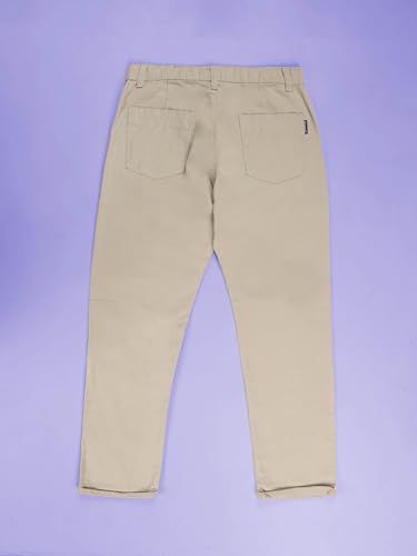 Image of KiddoPanti Boys 100% Cotton Twill Chinos Pant | Comfortable Regular Fit | 2 Side Pocket, 2 Back Pocket | Ankle Length | Back Elasticated Waistband with Button Zip Open Fly