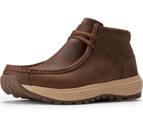 Image of SUREWAY Men's Chukka Boots,Fashion and Comfort Driving Shoes,Lightweight Durability Leather Moc Toe Work Boots