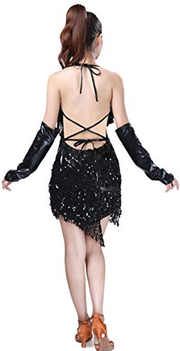Black Sequin Dresses for Women Party Night Sexy Ballroom Dance Dresses for Women Latin