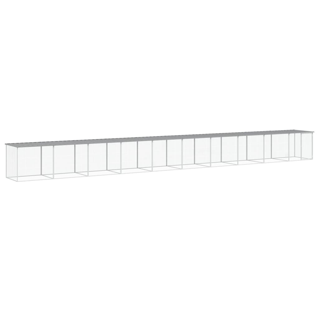 ShGaxin Gabbia Polli Tetto Grigio Chiaro 1003x98x90 cm Acciaio Zincato,Pollai e Gabbie,Gabbia Polli con Tetto,Gabbia polli Esterno-3189058