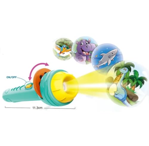 Image of Kids Projection Flashlight Torch Toy with 24 Picture Slides and 3 Projection Discs, Mini Educational Projector Torch for Toddlers and Young Children (Pack of 2)