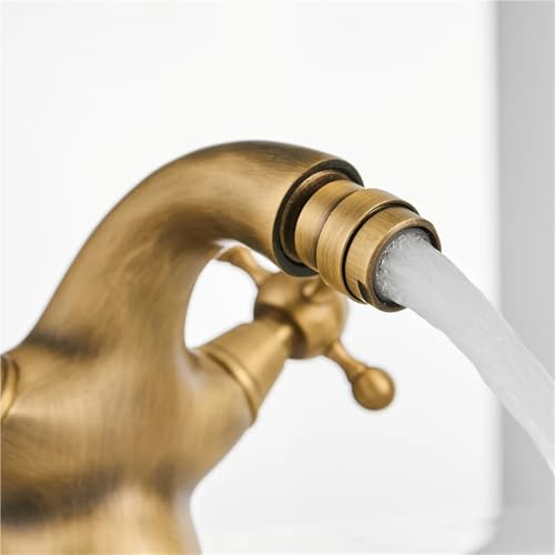 Grifo de latón antiguo con doble mando cerámico para baño exclusivo estilo retro 6