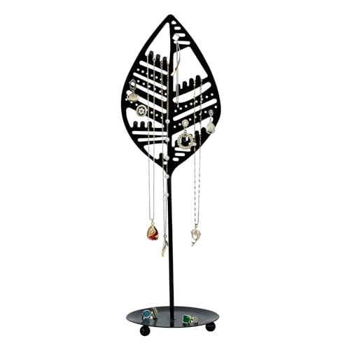 Half Room Organizador de joyas, soporte para joyas, organizador de collares con bandeja de anillos, colgador de joyas resistente para collares, torre de almacenamiento de joyas, árbol para pulseras,