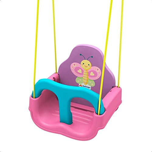 Balanço Infantil Borboletinha Rosa e Azul Com Encosto Regulável até 23Kg Com Cinto de segurança Xali