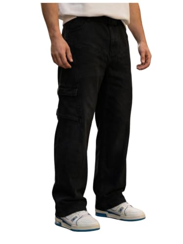 Image of Veirdo Men's Baggy Cargo Oversized Pants with Utility Pockets, Relaxed Loose Fit Street Style Trousers for Casual wear, Travel, (Size S to 2XL)