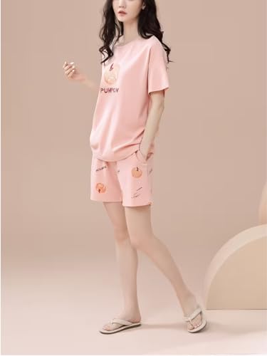 Image of Celary Korean Women's Pyjama Set|Cute Printed T-Shirt & Shorts Set|Soft Cotton Blend Women Night Suit Sleepwear| Shorts Set for Women