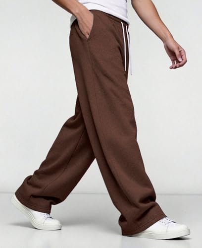 Image of Susclude Mens Lightweight Baggy Sweatpants Wide Leg Gym Lounge with Pockets | Wide Leg, Premium Cotton Blend, Inner /Outer Drawstring, 3 Pockets, Y2K Oversized, Breathable for Gym Lounge All Seasons