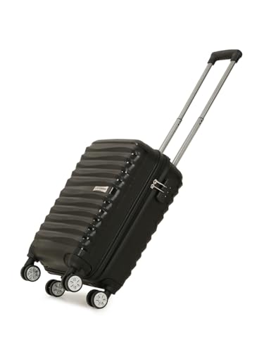 Image of 20 Inch Cabin Trolley Suitcase with 16 Inch Laptop Compartment | Hardsided Polypropylene Cabin Luggage | 50x38x24 cm | Glide Tech 4 Wheels | Black |