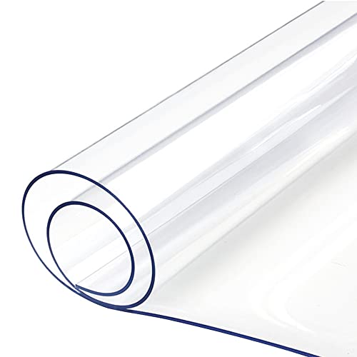 SEIWEI Clear Plastic Tablecloth Protector, 1mm Thickness Waterproof Oil-Proof Wipable Table Protector Pad Table Covers for Dining Table, Parties & Camping, 60mm*60mm