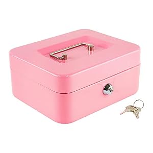 Kyodoled Mittelgroße Rosa Geldkassette mit Schlüssel