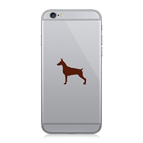 Pair of Doberman Pinscher Cell Phone Stickers Mobile Dog Canine pet - Brown