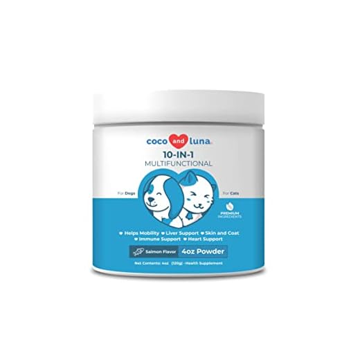 10 in 1 Multivitamin for Dogs and Cats - 4 oz Powder - Hip and Joint Support - Omega Fish Oil & Vitamins with Coq10 for Skin & Heart Health - Probiotics & Enzymes for Gut & Immune Health…