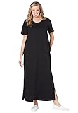 Woman Within Women's Plus Size Short-Sleeve Scoopneck Jersey Maxi Dress - 1X, Black