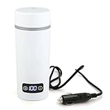 「やかんだけでなく、保温カップにもなる」 MACOLAUDER 車載電気ケトル 沸騰・保温モード 450ml 電気ポット 304ステンレス 車中泊 12V/24V 粉ミルク45℃・花茶60℃・コーヒー80℃・お湯100℃ 小型 一人用 温度表示 (ホワイト-24v)