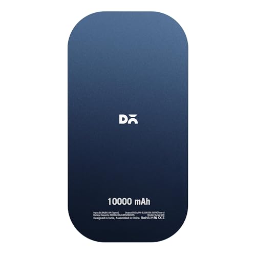 Image of DailyObjects Loop Universal Aluminium Power Bank|10000 Mah|Fast Charging Output 20W | Compatible with Samsung /OnePlus /iPhone 12 /13 /14 /15 /16 /Pro Max /Airpods|Pocket Size|LED Battery Display (Blue)