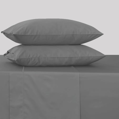 Image of Feather & Stitch 500 TC Full Size 4pc Damask Bed Sheet Set, 100% Soft Cotton Breathable Bedsheets, 18 inch Deep Pockets Sateen Weave Solid Bedding Mattress Resort Hotel Luxury Decor - (Ash Grey)