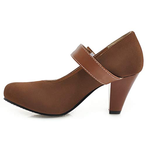Caradise Womens Chunky Mary Janes Closed Toe Ankle Strap Heels Dress Pumps4