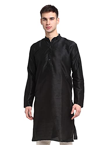 Image of Jompers Men Black & White Solid Kurta