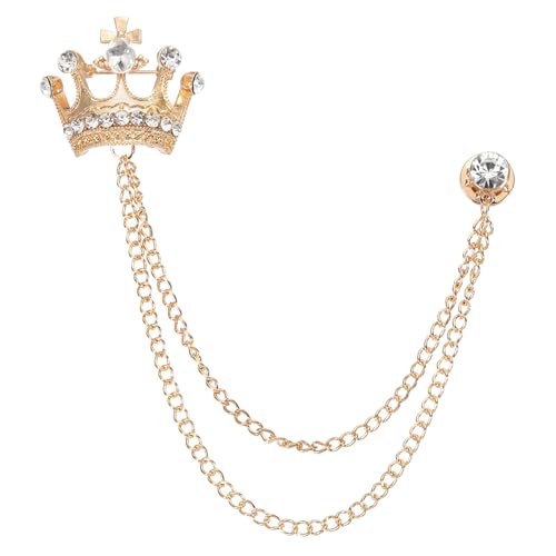 Image of PATIKIL Crown Hanging Chain Brooch Pins | Rhinestone Suit Pins Fashion Crystal Lapel Pins for Women Men