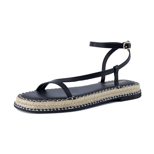 CUSHIONAIRE Bombay Women’s Espadrille Ankle-Strap Sandals with Jute-Wrapped Platform & Memory Foam Footbed