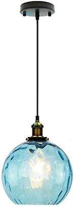 Blue Pendant Light Shade Industrial Hanging Lights Fixtures Ceiling Outdoor Pendant Lighting for Kitchen Island Dining Room Unique Lamp in Kitchen Farmhouse Bedroom (7.8'' 20cm)