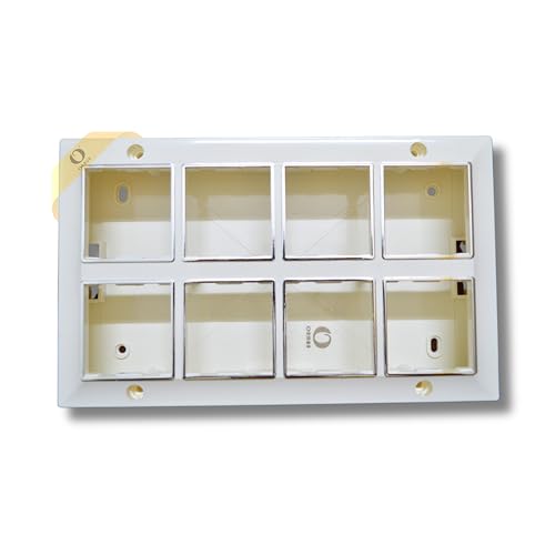 Image of ORMOR Modular Surface Mount Gang Box (16 Module-White) Silver Line Glossy Premium Polycarbonate Box for Universal Standard Modular Electrical Switches