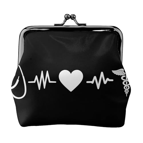Buckle Coin Purse (love heart Nurse Heartbeat black and white (1))