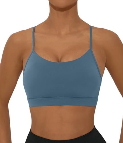 Image of Comper Y Back Sports Bra for Women Low Impact Racerback Workout Bras Sexy Thin Straps Yoga Bras with Removable Pads