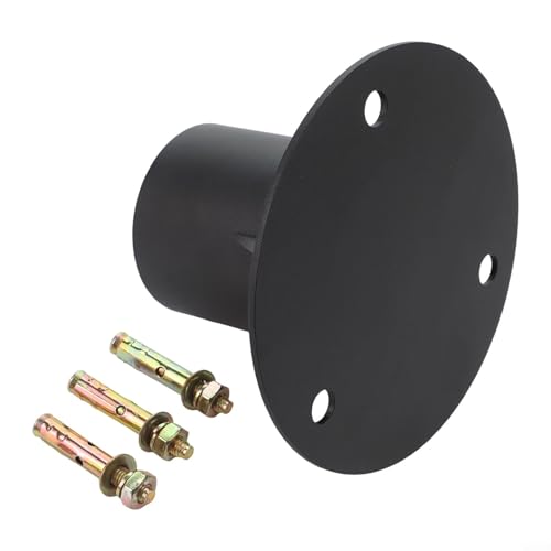 wenyouya Staffa a flangia da pavimento in acciaio, supporto per recinzione a catena con kit di ferramenta, per recinzioni da giardino/lampade/cassette postali (65-78 mm), supporto nero resistente (78