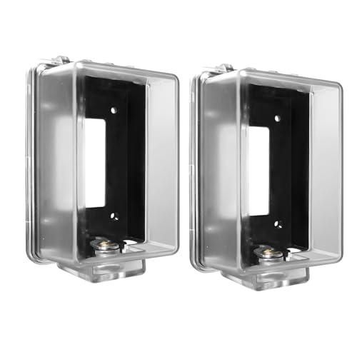 PKLIYH Outdoor Outlet Cover in-Use Weatherproof Outdoor Decorator/GFCI Receptacle Outlets,Weatherproof Clear Enclosure,1-Gang Electrical Outlet Cover for Home Improvement,Easy Install(2 pack) by PKLIYH - Used condition - US$18.21
