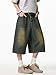 Men's Wide Leg Vintage Denim Shorts with Elastic Waistband Y2K Harajuku Fashion Loose Baggy Grunge Denim Bottoms (Vintage Blue,X-Large)