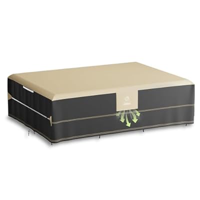SOONWIND Heavy Duty Waterproof Outdoor Patio Furniture Covers - All Weather Protection for Sectional Sofa, Dining Table & Chair Set, Protector Cover (Beige & Black, Rectangular-110" L x 83" W x 28"H)