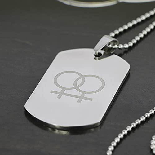 Pingentes de colares de orgulho gay de lésbicas para mulheres 316L em aço inoxidável., 60 cm, Aço in