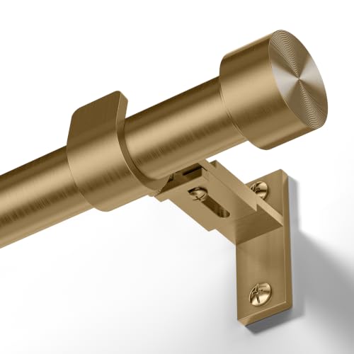 Wolistsa Heavy Duty Antique Brass Curtain Rod, 34-252 Inch, Warm Gold