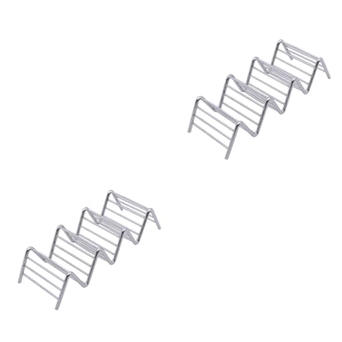 Garneck 2pcs Taco Stand Taco Rack Taco Shell Baking Rack Taco Plates Taco Holder Taco Tray Taco Shell Rack Taco Platters Taco Display Stand Taco Shell Stand Tortilla Holder Silver
