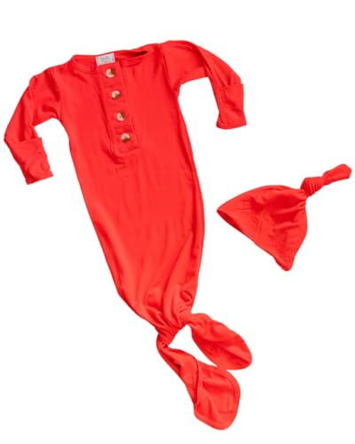 Image of Stroller Society Newborn Knotted Baby Gown and Hat Set for Baby Boy or Baby Girl