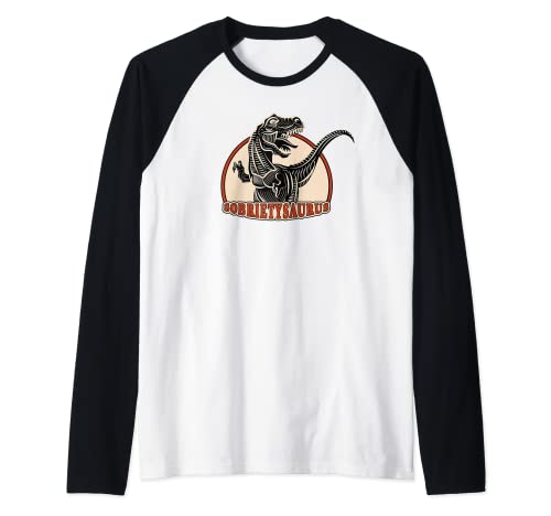 Vintage Sobriety T-Rex Alcohólicos Anónimos AA Sobriedad Camiseta Manga Raglan