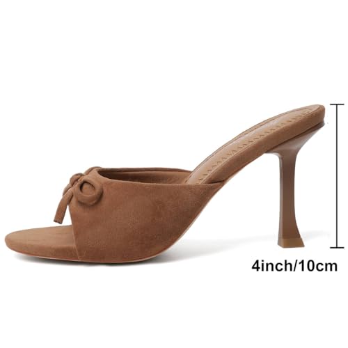 Image of Mostrin Kitten Heels for Women Round Toe Heels With Bow Vintage Mules Sexy Slip on Stiletto Backless Sandals for Party Daily