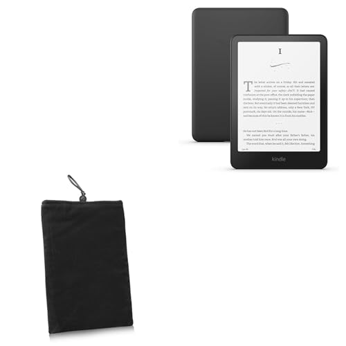 BoxWave Case Compatible with Amazon Kindle Paperwhite (11th Gen) - Velvet Pouch, Soft Velour Fabric Bag Sleeve with Drawstring - Jet Black
