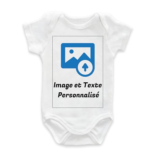 Tenvinilo | Body Bébé Personnalisé avec Photo | Photo et Texte | Cadeau Original Personnalisable | Nouveau-nés | Manches Courtes | Coton | Plusieurs...