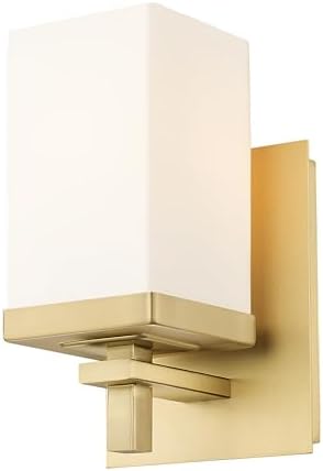 Golden Lighting Brushed Bronze Bath Vanity Light with Opal Glass Shade