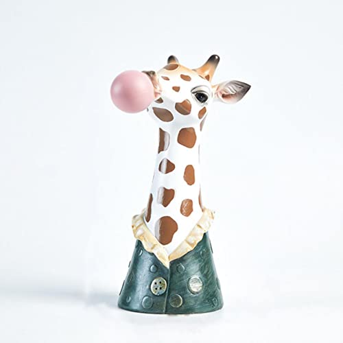 XINGYUANHE Modern Animal Head Resin Vase Flower Hand Painting Giraffe Zebra Panda Blowing Bubbles Animal Bust Figure