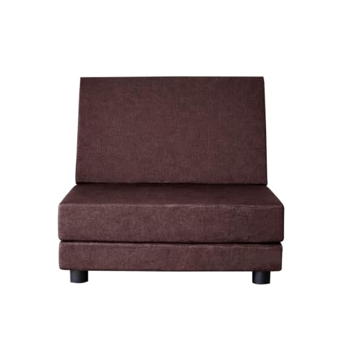 Image of Convertible 3 X6 Single Seater Sofa Cum Bed | Foldable Sofa Bed for Apartments & Studio Rooms (Brown Color, Leg Sofa)