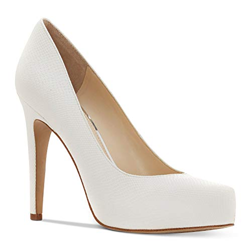 FOWT Fashion Leather Platform Embossed Snakeskin Green Pumps for Woman Elegant Almond Toe Slip on 4 in Spike High Heels Sexy Comfort Dress Party Shoes, US Size 4-16 M