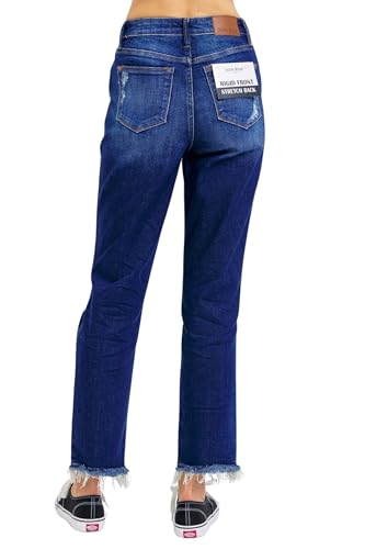 Judy Blue Women's High Waist Rigid Magic Heavy Destroy Straight Jeans3