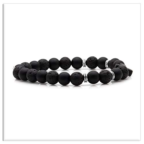 Image of Xusamss Fashion 8MM Matte Agate Beads Bracelet Cross Elastic Bracelet,7 1 /2 Wrist