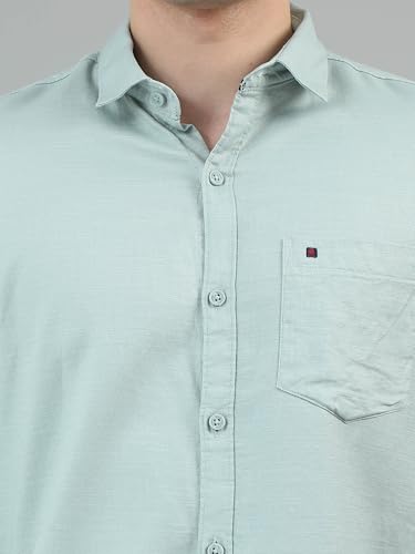 Image of COOL COLORS Men's Solid Slim Fit Casual Shirt | Breathable Soft Fabric | Spread Collar | Stylish Modern Comfort | Office, Party, Weekend Essential