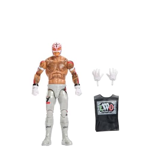 Mattel WWE Elite Actionfigur und Zubehör, Serie #125 Set, ca. 15 cm große Sammelfigur Rey Mysterio mit 25 Bewegungspunkten und austauschbaren Händen, JHT67