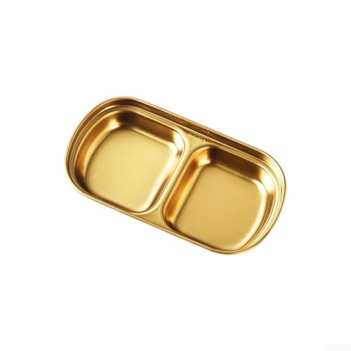 Robusto plato de salsa de acero inoxidable 201 para tareas de parrilla y inmersión, proporciona variantes de uno a cuatro compartimentos para una organización eficiente de la salsa (plata-(dorado-B)