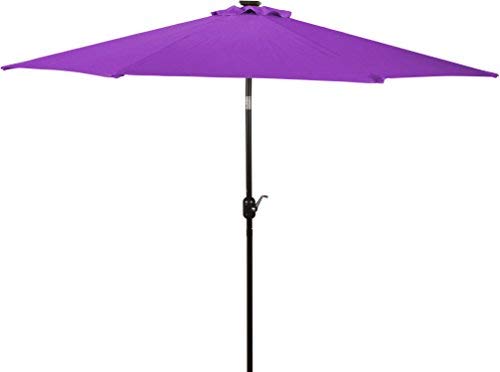 Trademark Innovations Deluxe Solar Powered Led Lighted Patio Umbrella - 9' - (Purple) #TOP4